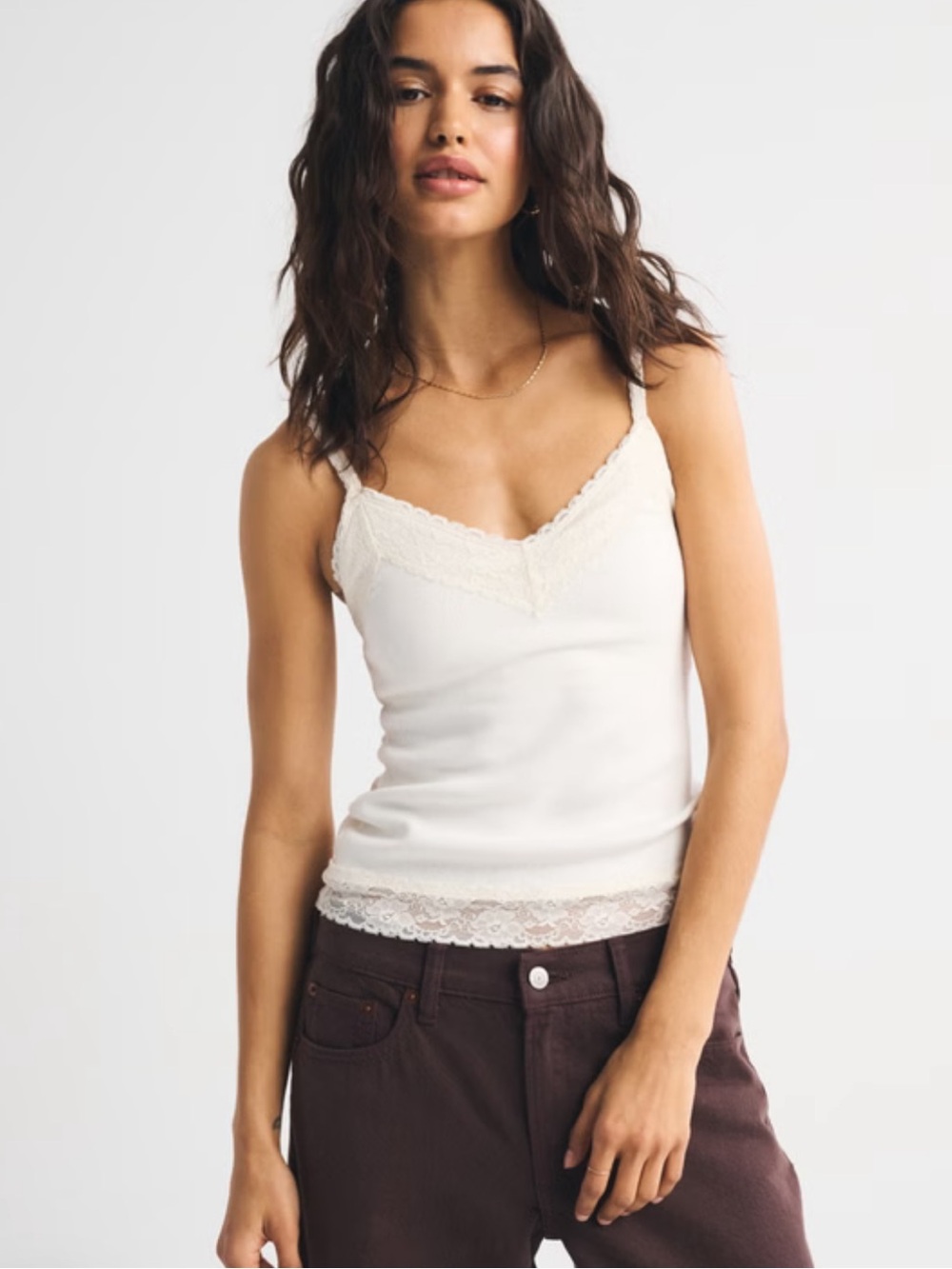 NWT Abercrombie & Fitch Bra-free Lace-Trim Camisole
